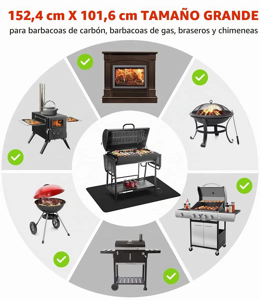 Alfombrilla Grande para Debajo de la Parrilla de 152 x 101 cm para carbón al Aire Libre, Fumadores, Parrillas de Gas, Alfombrillas Protectoras para terraza y Patio, Almohadillas ignífugas