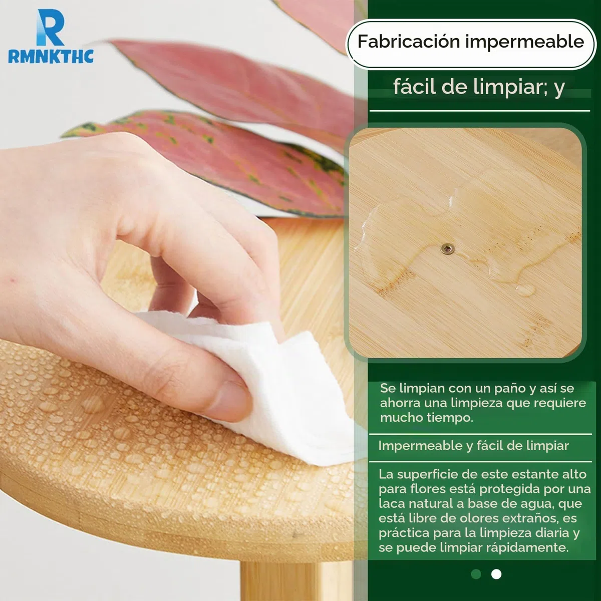 Estantería de bambú para flores con ruedas, 5 niveles, capacidad de carga de 20 kg, material natural resistente al agua, fácil montaje para salón, balcón, dormitorio (color madera)