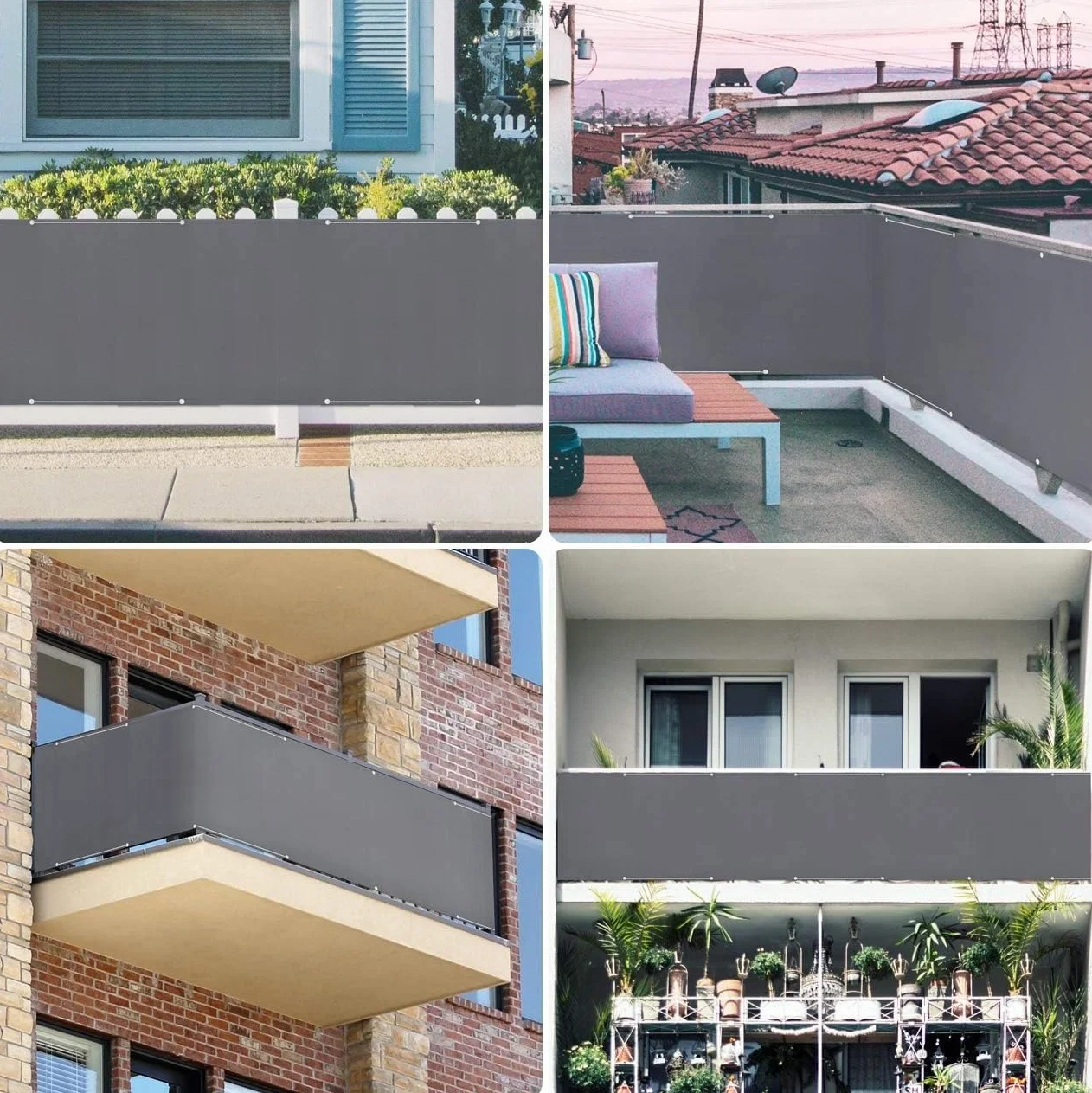 Pantalla para Balcón 60 x 450 cm Resistiente Al Viento y Polvo Cubierta para Valla de Balcón Valla de Privacidad para Balcón, Terraza y Jardín, Verde Oscuro