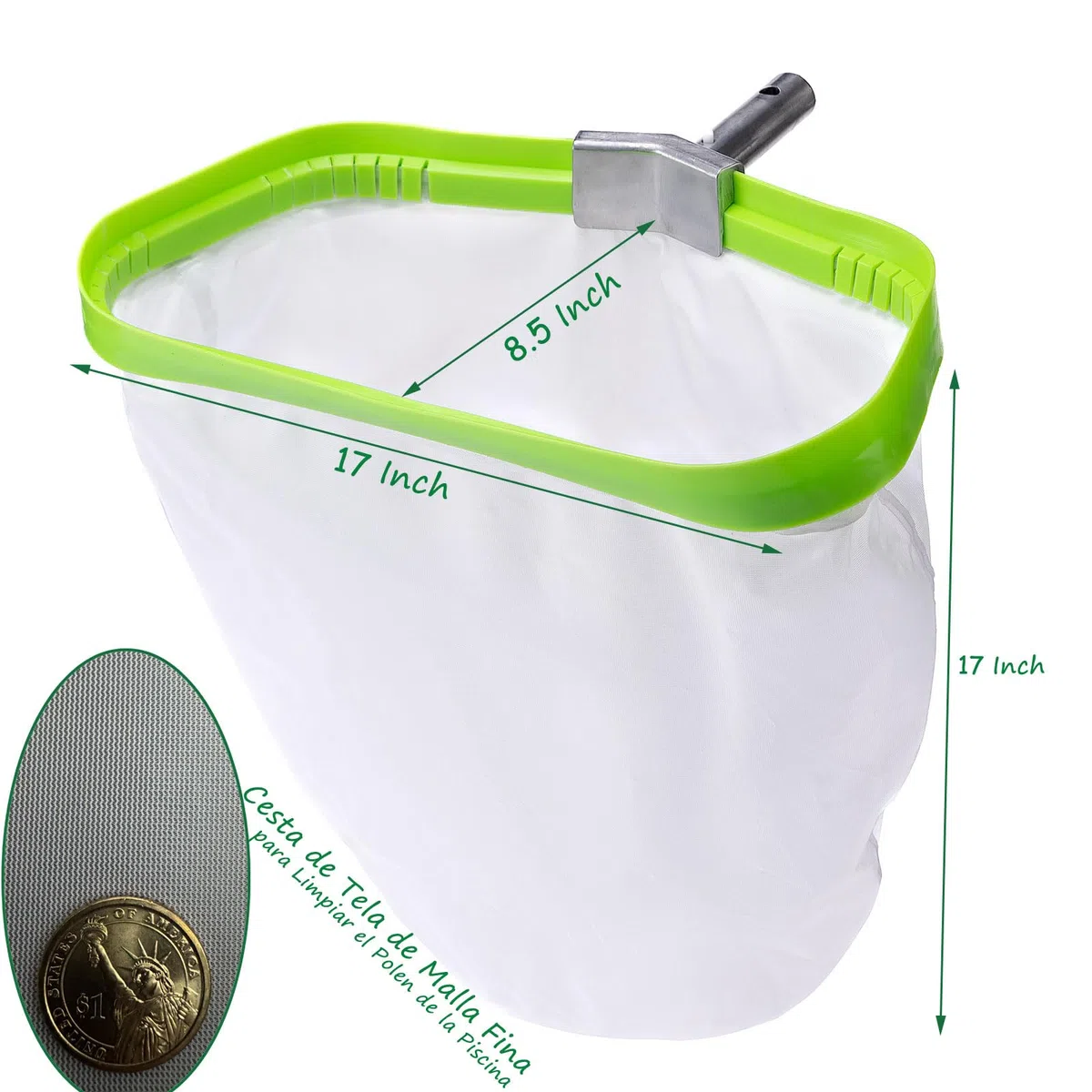 Ultra Fina Red de Piscina para Limpiar Polen Pequeños Mosquitos, RecogeHojas para Piscina con Marco Reforzado de Aluminio, Pool Rake Skimmer Net