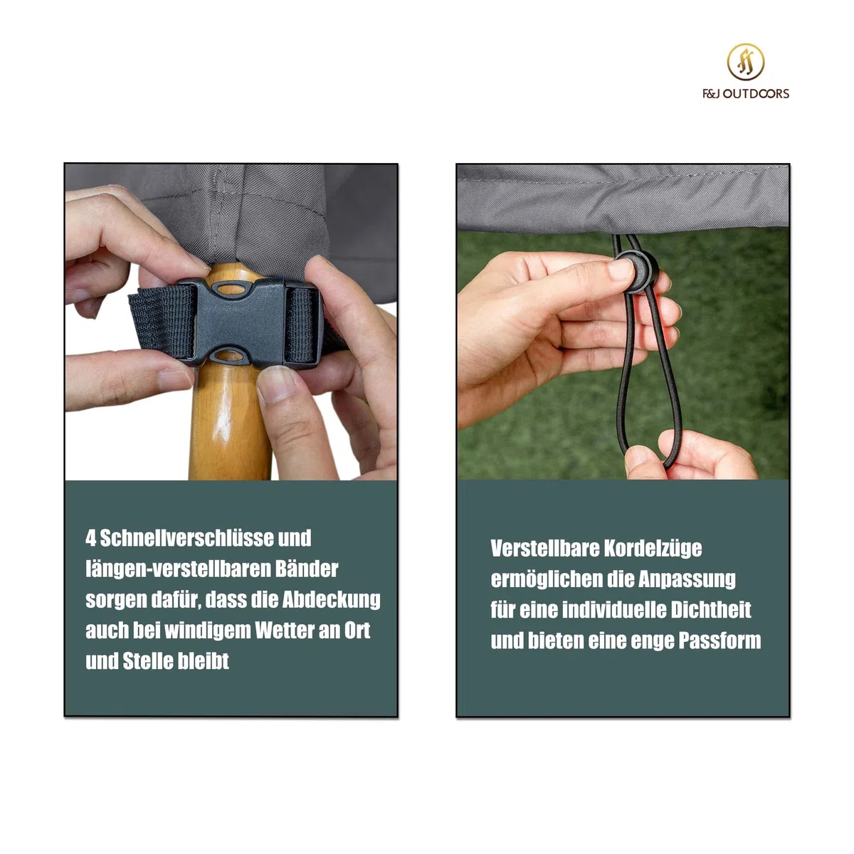 F&J Outdoors Funda Protectora para Mesas de Jardín, Impermeable Robusta, Resistente al Desgarro, Protección contra Nieve y UV, Redonda, Resistente al Clima de Verano e Invierno 128x71cm Gris