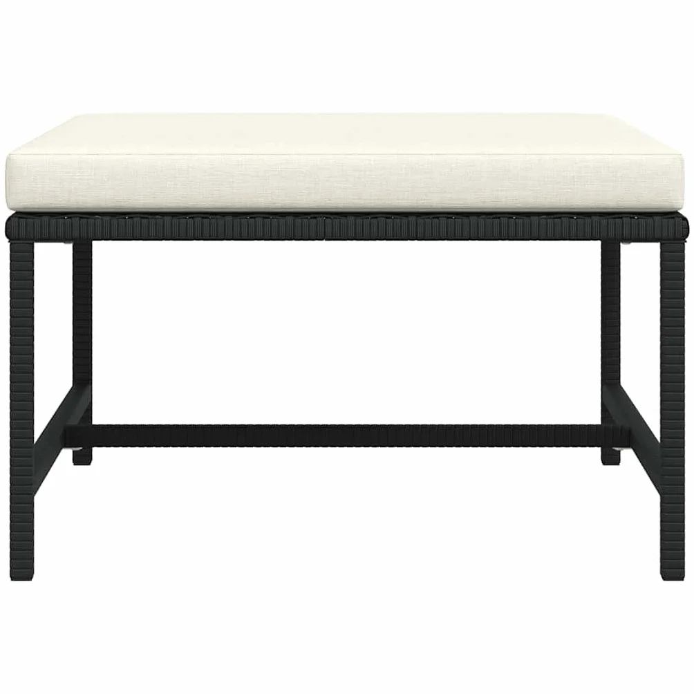 vidaXL Reposapies Seccional con Cojín Taburete Otomana Jardín Asiento Sala de Estar Salón Terraza Patio Exterior Balcón de Ratán Sintético Negro