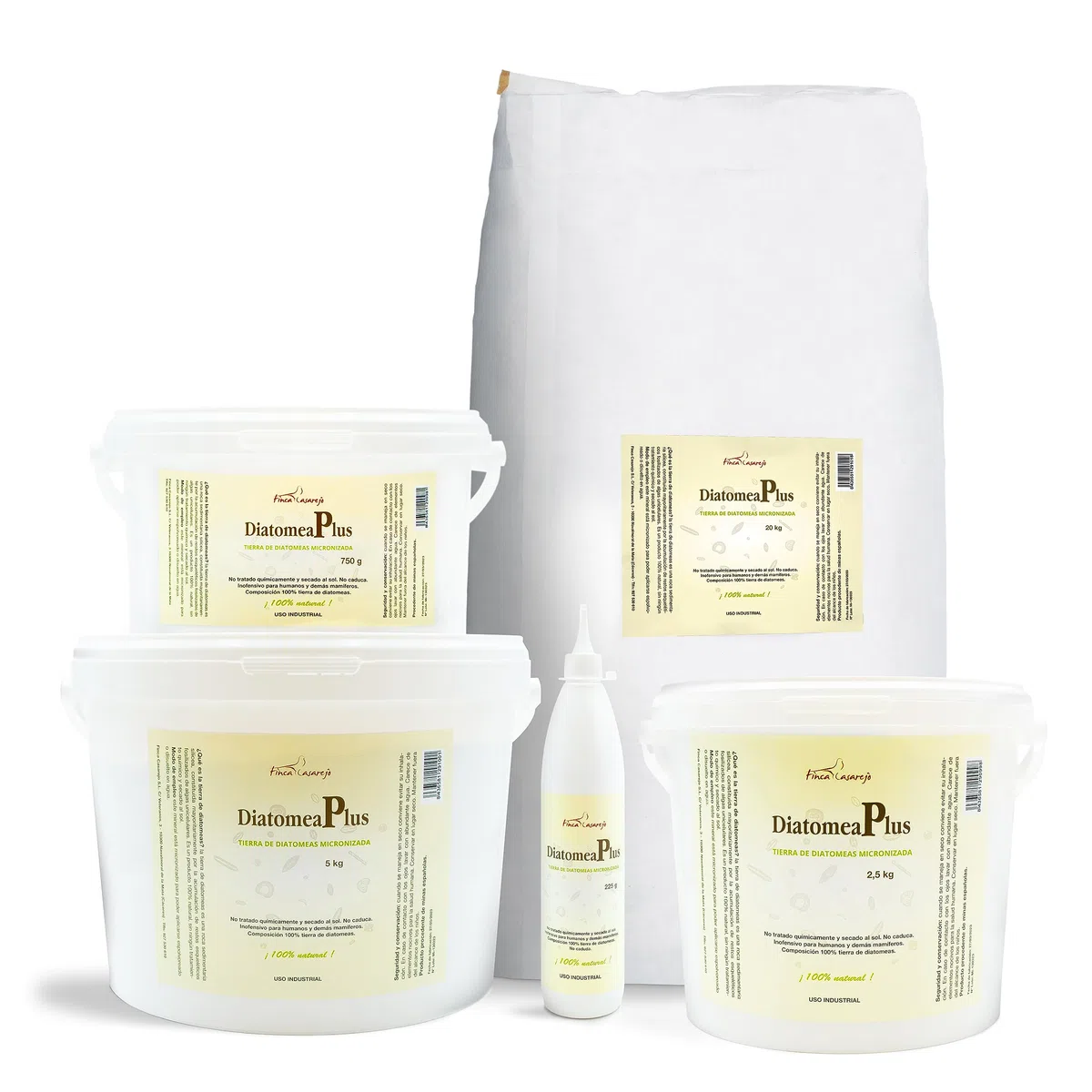 Tierra de Diatomeas Micronizada - 100% Natural y Ecológica - Saco de 20 kg y Botella pulverizadora - Múltiples Usos en Agricultura, Mascotas y Superficies