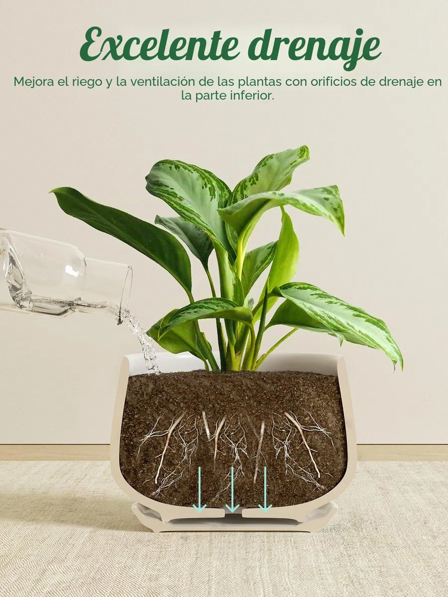 LE TAUCI Macetas, 10+12.5+16.5 cm Macetero, Juego de 3 Macetas de Cerámica con Agujero de Drenaje y Platillo, Macetas Decorativas Interior con Almohadilla de Malla, Regalos para Mamá, Blanco