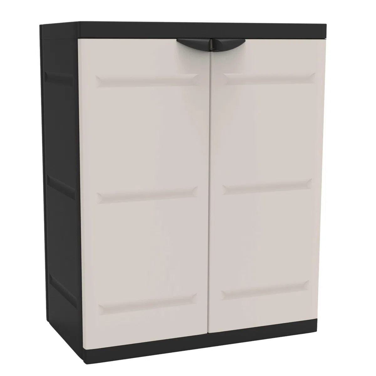 Miroytengo Armario 2 Puertas y 2 Estantes Internos, Armario Bajo de Exterior, Armario de Resina Titanium Negro 70x88x41 cm