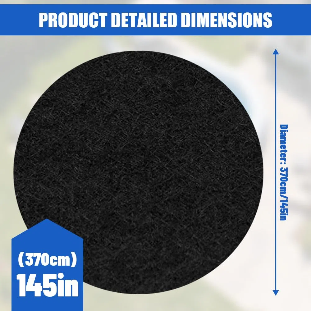Base antideslizante redonda para piscina, para exteriores, lona de suelo precortada para piscinas de pie y jacuzzis, ideal para exteriores, prolonga la vida útil del revestimiento (370 cm de diámetro)