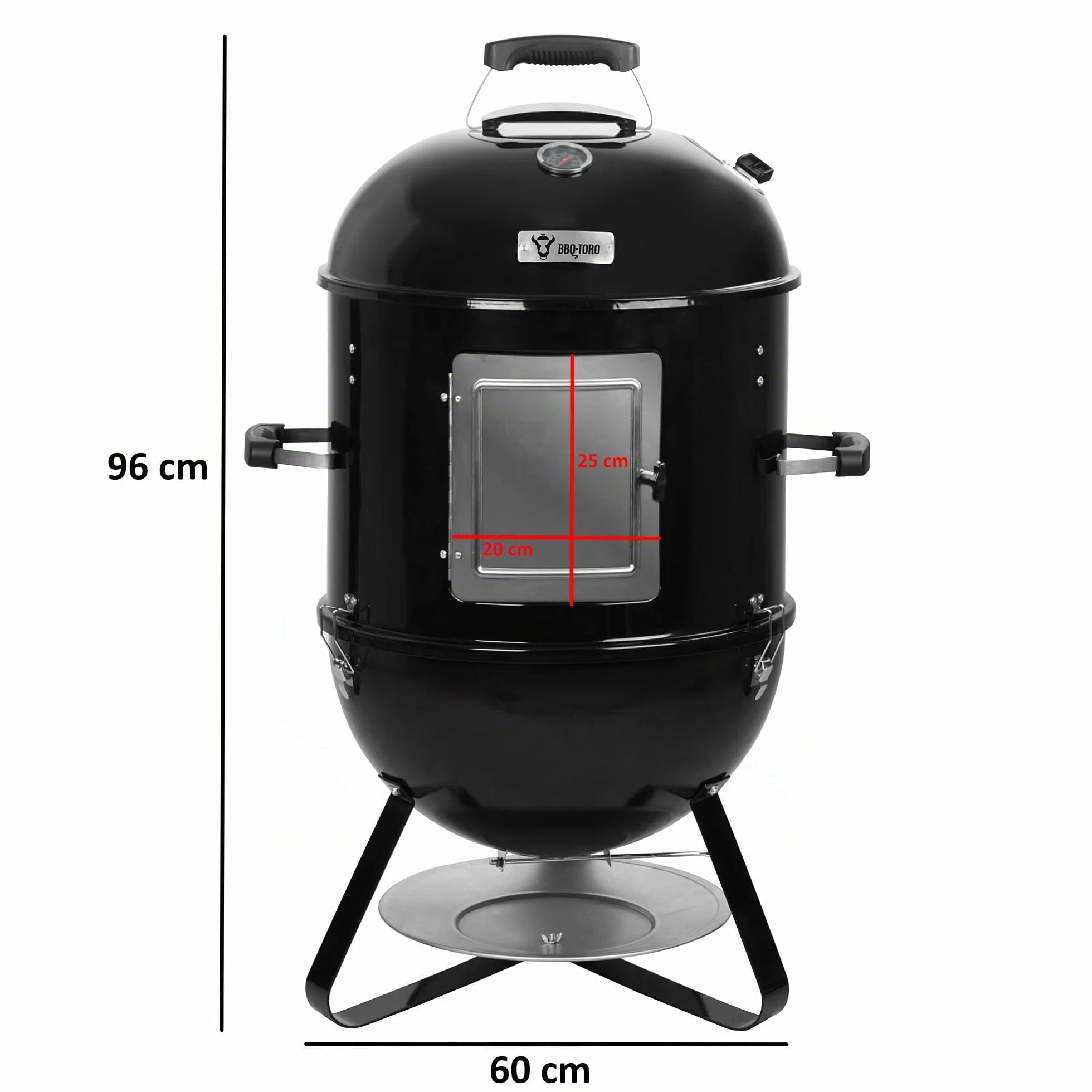 BBQ-Toro Barril Ahumador 3 en 1 | Ø 47 cm | Barril de Ahumado, Fumador | Parrilla de Ahumado, Parrilla de Carbón con Tapa | Horno para Leña | Barbacoa, Smoker, Barril Ahumador con Termómetro