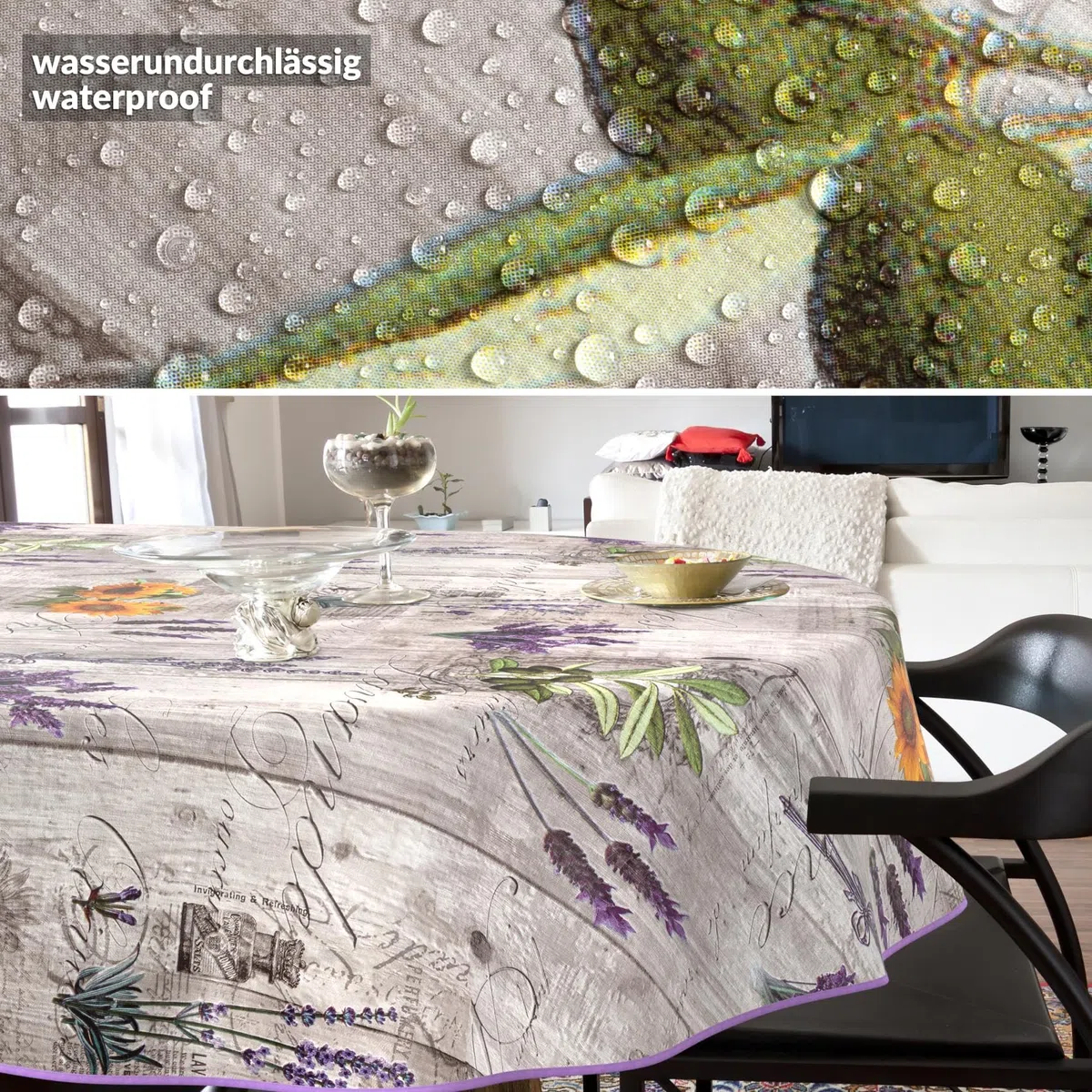 Mantel de hule lavable, fácil de limpiar, impermeable, efecto loto, para jardín, ovalado, 260 x 140 cm, con dobladillo (ribeteado)