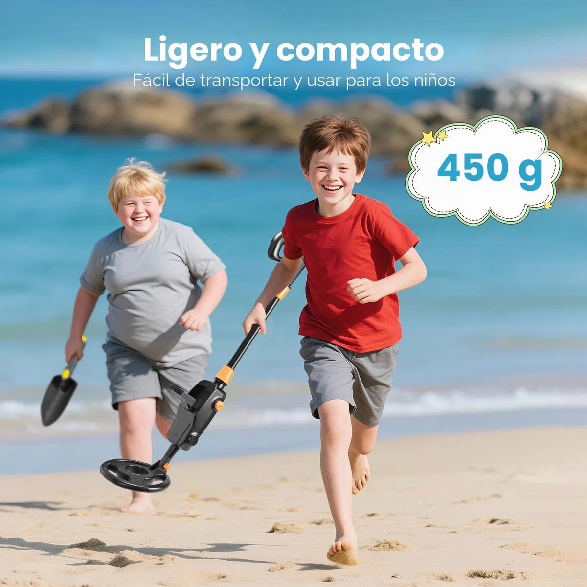 Detector de Metales Niños, Detector de Alta Precisión Metales con Pantalla LCD, Detector de Metales Muy Sensible con Bobina de Investigación Impermeable para Niños Exploración