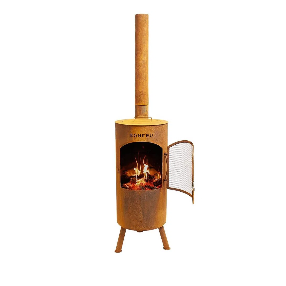 BonFeu BonGiano SP Negro - Estufa de Leña Exterior - Chiminea Exterior (BonTino LP Óxido, BonTino LP Óxido)