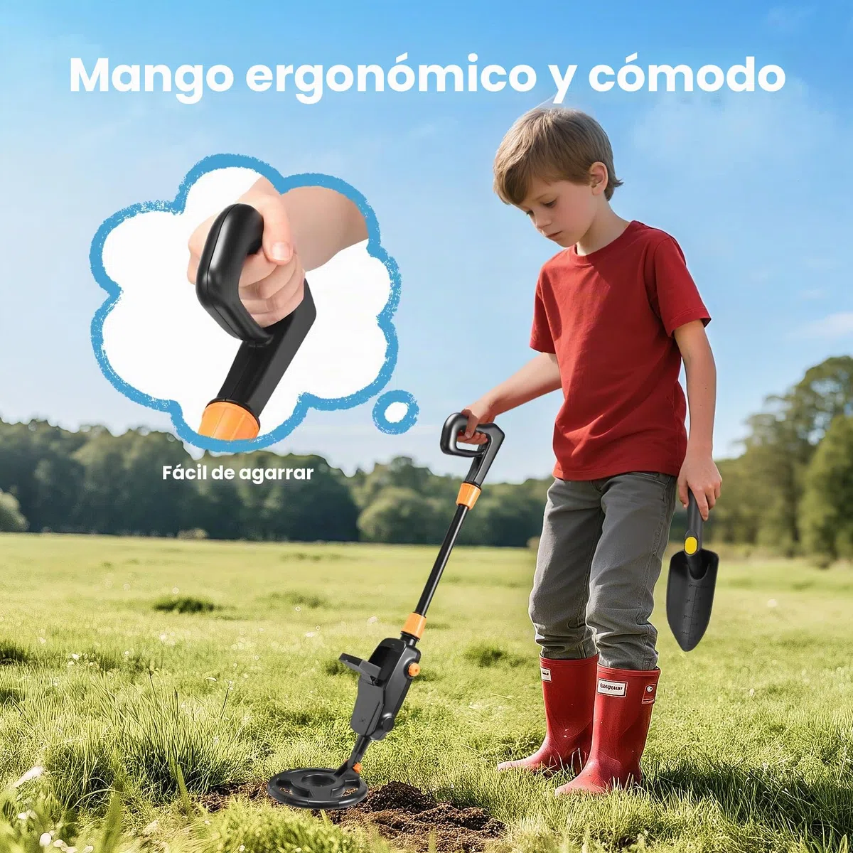 Detector de Metales Niños, Detector de Alta Precisión Metales con Pantalla LCD, Detector de Metales Muy Sensible con Bobina de Investigación Impermeable para Niños Exploración