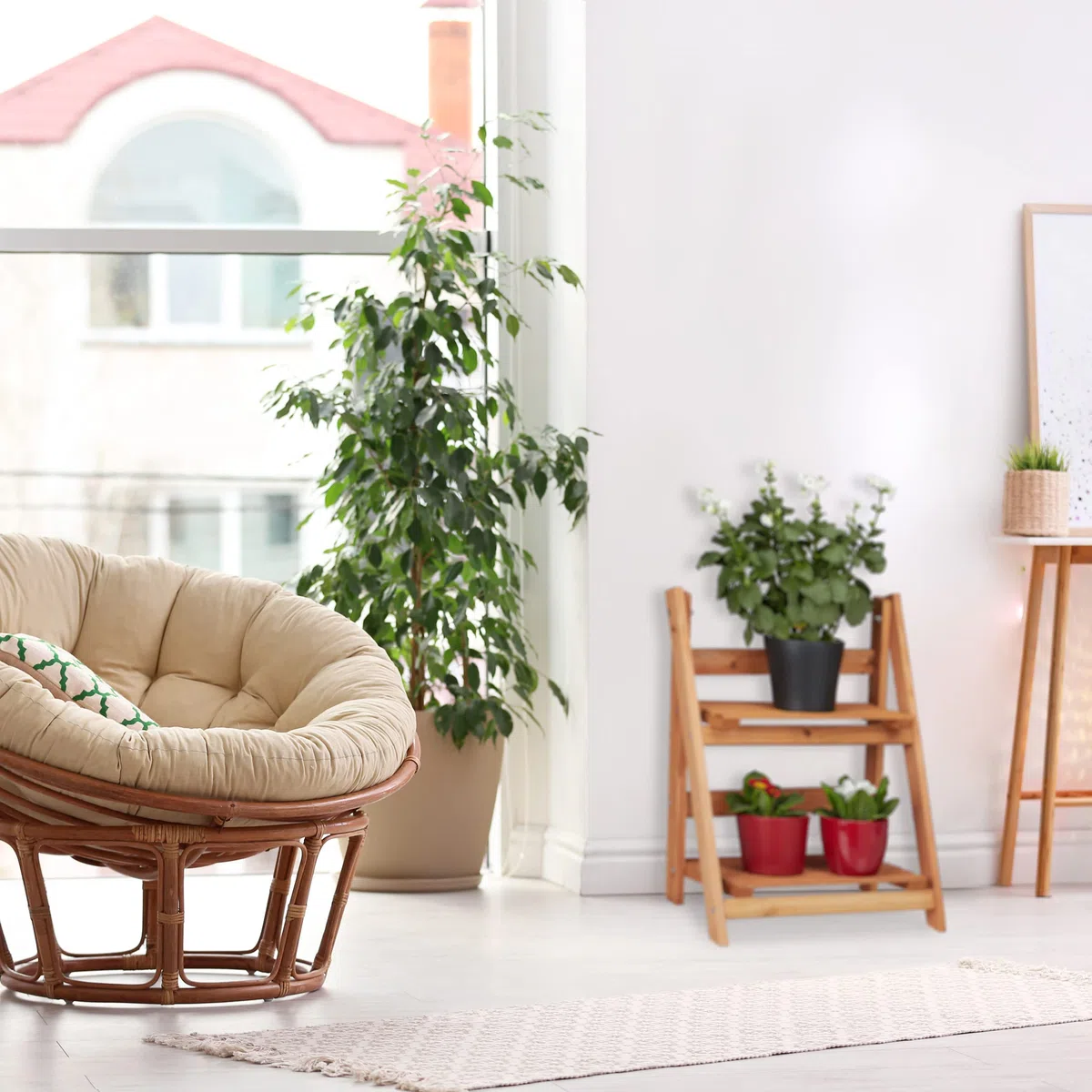 Relaxdays Estantería Escalera para Plantas de Interior, Madera, Marrón, 107,5 x 41 x 40 cm