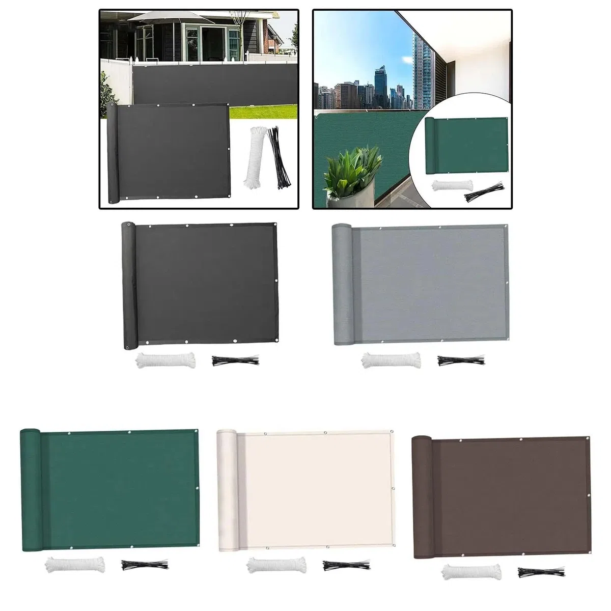 Toldo Lateral Retráctil Parabrisas con Bridas de 2,7 x 9,84 pies for barandilla de Piscina y balcón(Black)