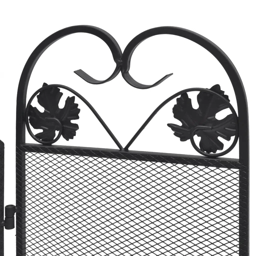 Genérico Pantalla de Chimenea de 3 Paneles Hierro Negro,Casa y jardín,Accesorios para hornos de leña y chimeneas,Pantallas para chimeneas-242005