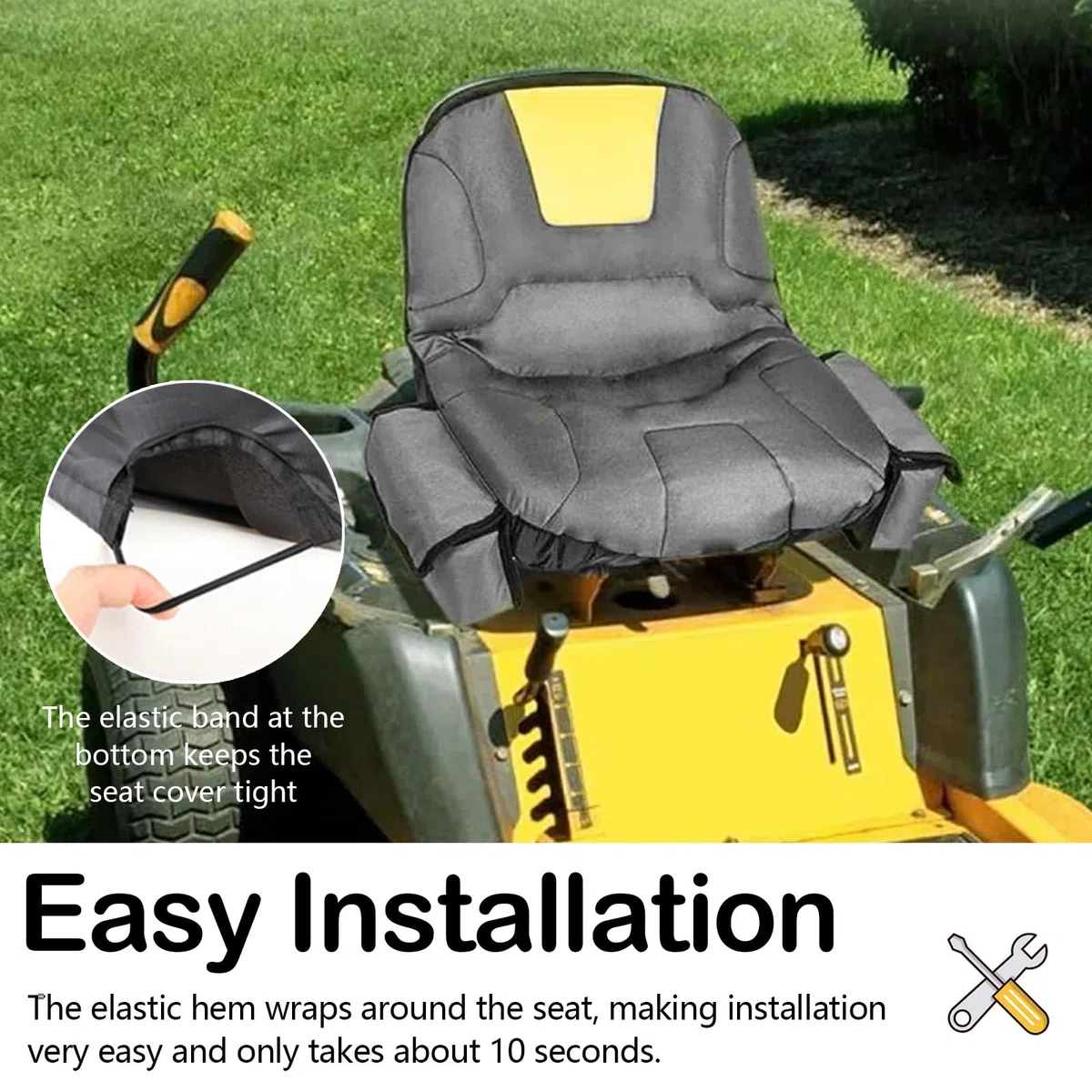 Funda De Asiento para Cortacésped, Funda De Asiento para Tractor con Bolsa 600D Funda Protectora para Asiento De Cortacésped Antideslizante Impermeable Funda para Asiento De Tractor