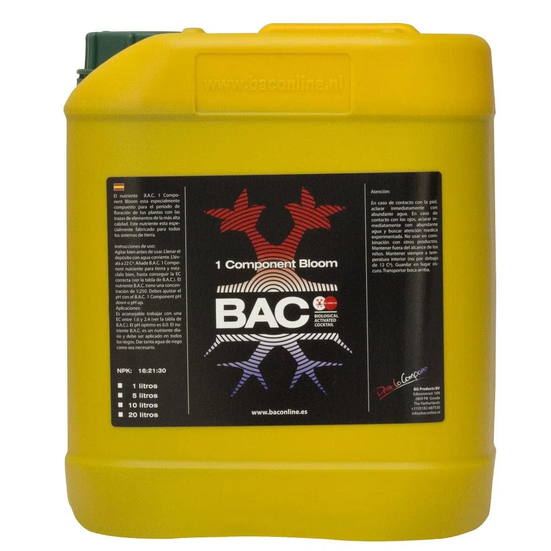Fertilizante / Abono de Floración para cultivo BAC 1 Component Soil Bloom (5L)
