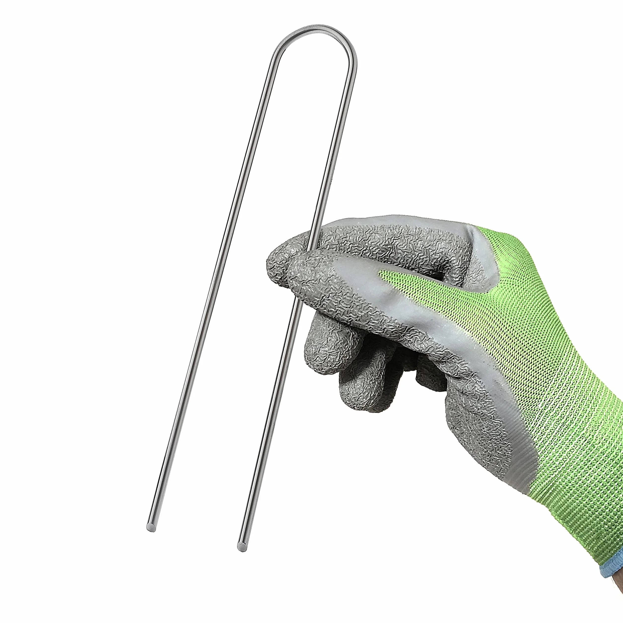 GardenMate 200 Grapas de sujeción GALVANIZADAS de Alambre de Acero | Longitud 200 mm, Ancho 25 mm, Ø 3,8 mm, Cabeza Redonda | para Suelos Extremadamente Duros