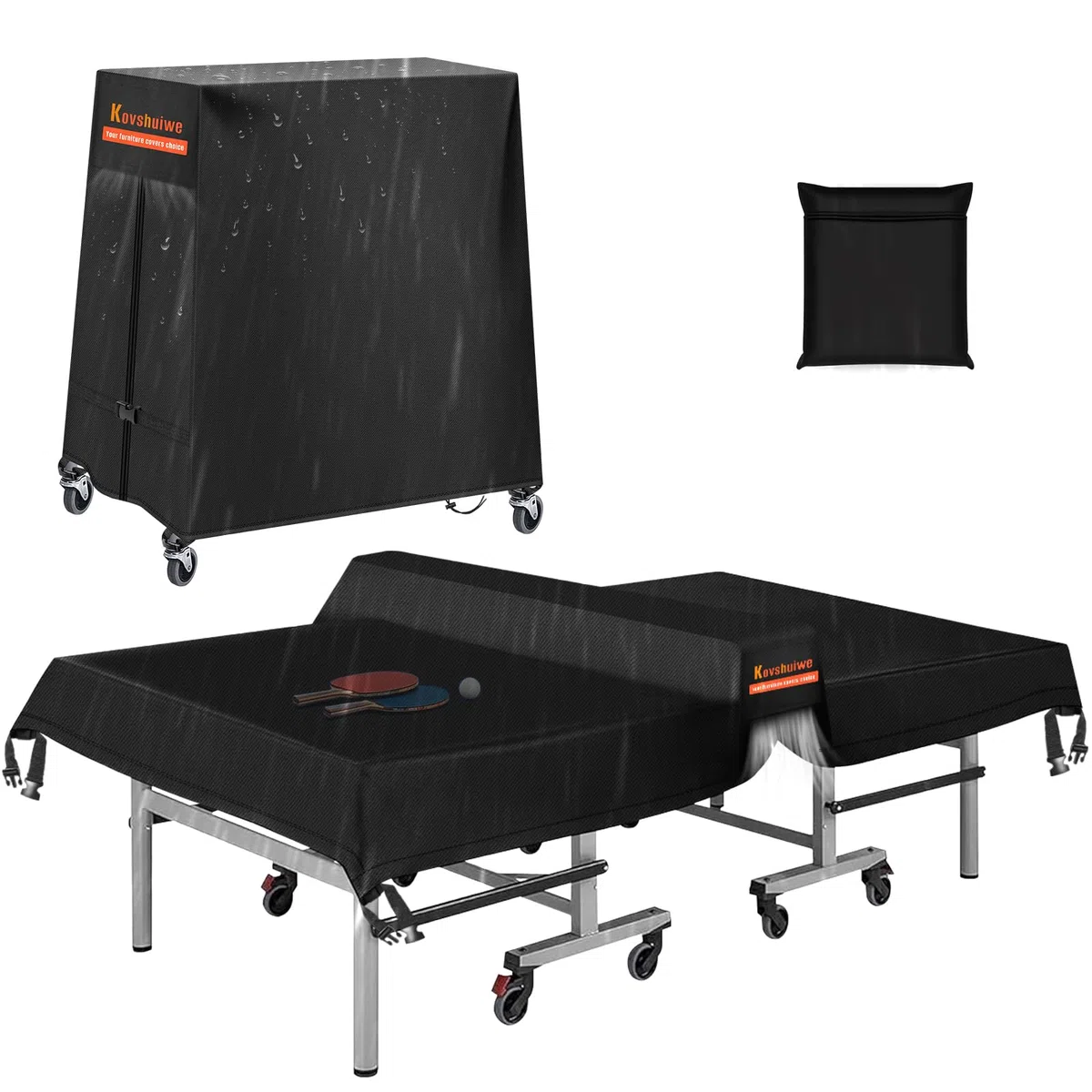 Kovshuiwe Funda para Mesa De Ping-Pong, Plegable, con Cremallera Impermeable, De Tela Oxford 420D, A Los Rayos UV Y Al Polvo, para Uso En Interiores Y Exteriores - 173 X 77 Pulgadas / 18 X 158 Cm