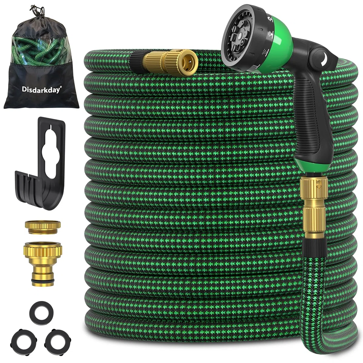 Manguera Extensible 30 metros, Disdarkday Manguera de Jardin con Pistola Riego de 10 Funciones, Manguera Jardin Enrollable para Riego de Jardin con Conectores de Metal de 1/2" y 3/4" Garden Hose
