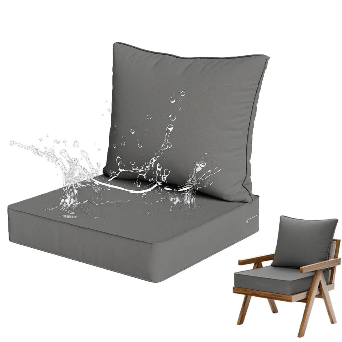 Genérico Cojines para Muebles de Jardín con Juego de Cojines para El Respaldo - Cojines Impermeables para Asientos de Exterior Salón para Hogar Coche Sofá y Sillas,H,pad48*48 * 8CMpillow48*43CM