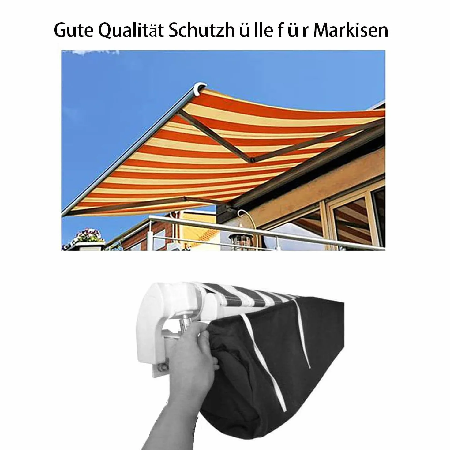 6M Cubierta de toldo Oxford 420D para toldos, para invierno, impermeable, almacenamiento para toldos, con bolsa de almacenamiento, color negro, 6 m