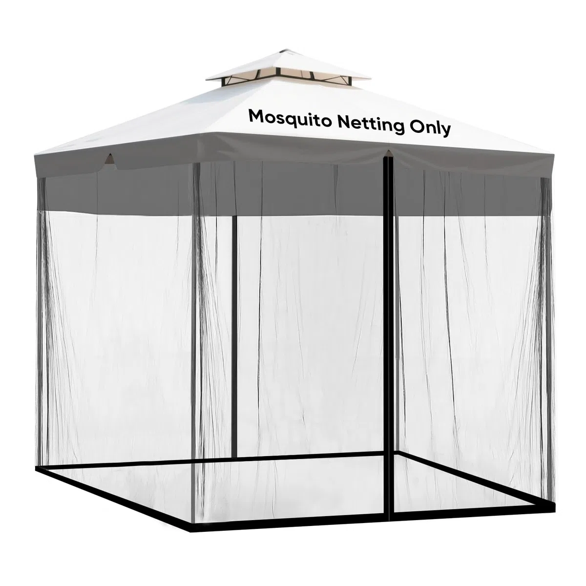 Mosquitera cuadrada para paraguas, red de paraguas de patio, mosquitera a prueba de viento con cremallera, cordón ajustable y base rellenable de agua para paraguas cuadrados, toldos de hierro