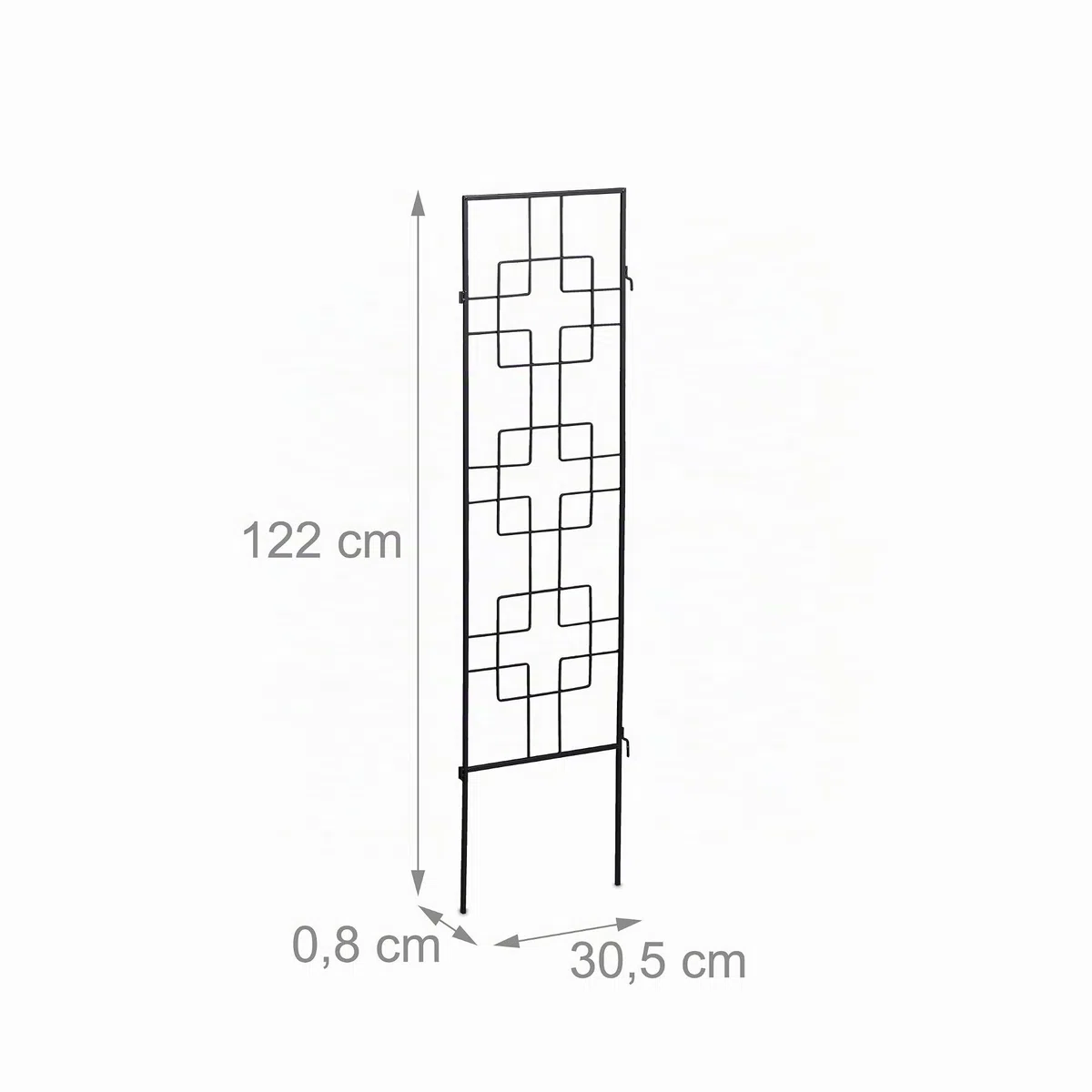 Relaxdays Soportes Plantas Metálicos, Set de 3, con Estacas, Enrejado para Trepadoras, 122 x 30,5 cm, para Jardín, Negro