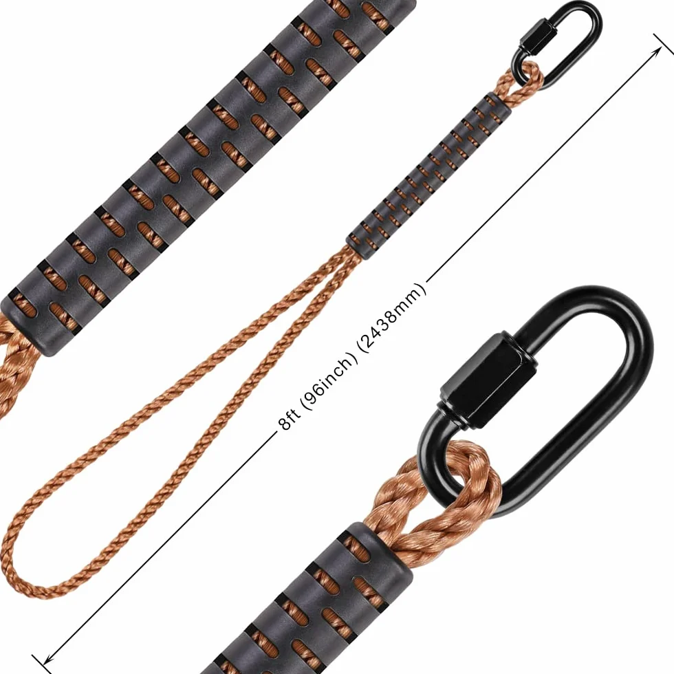 SELEWARE Juego de 2 Correas para Hamaca, Cuerda para Columpio de árbol, Correa para Silla de Hamaca con mosquetón de Acero Inoxidable, para Columpios en el Patio, Hamaca, Yoga, Boxeo, 240 cm