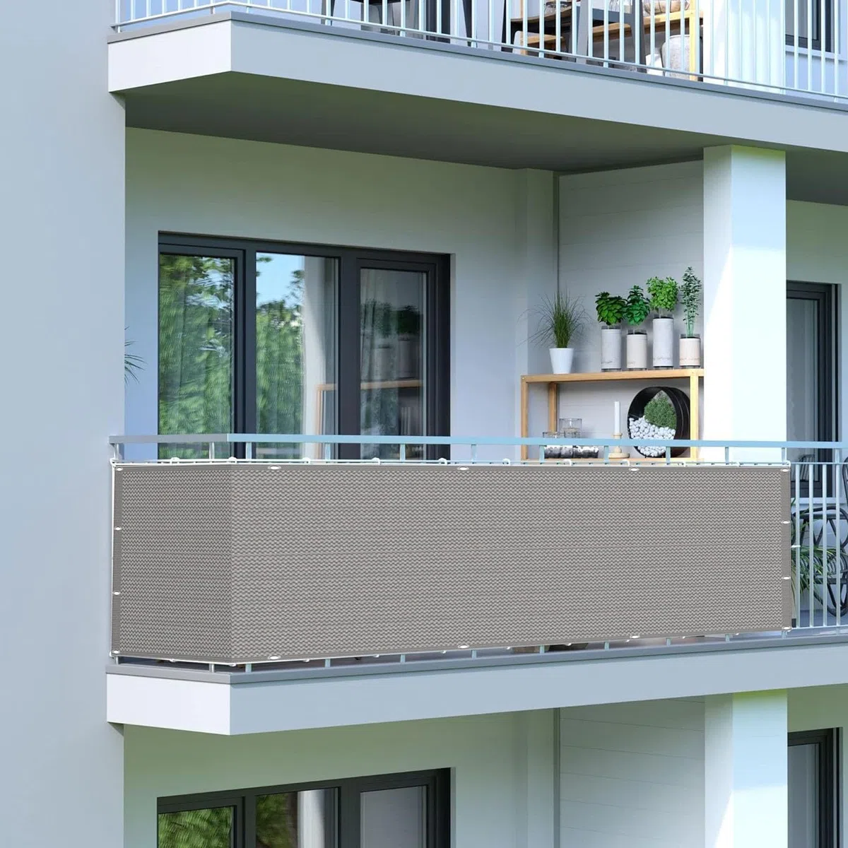 Pantalla para Balcón 60 x 450 cm Resistiente Al Viento y Polvo Cubierta para Valla de Balcón Valla de Privacidad para Balcón, Terraza y Jardín, Verde Oscuro
