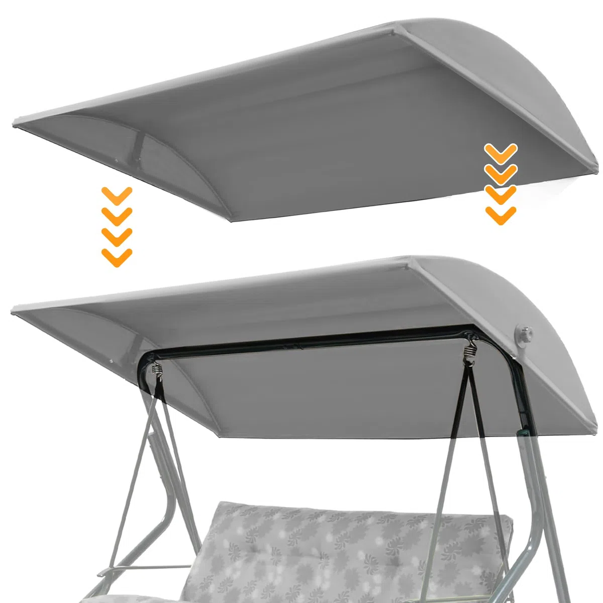 Cubierta superior de repuesto WingFly B&Q Colorado para columpio de jardín de 3 plazas, solo para actualizar la hamaca de jardín con columpio (204 X 117 cm, gris)