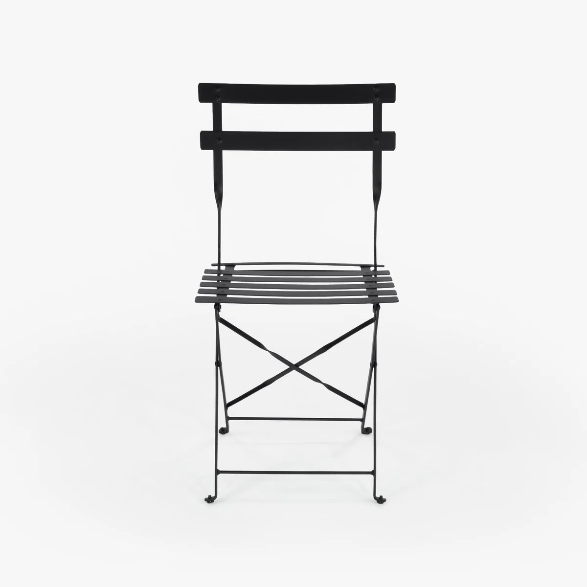 Vaukura Silla Exterior Plegable de Acero Resistente para jardín, terraza, Patio o balcón – Diseño bistrot Estilo Moderno – Acabado anticorrosivo – Negra, Blanca o Verde Oliva – Modelo Aime (Negro)