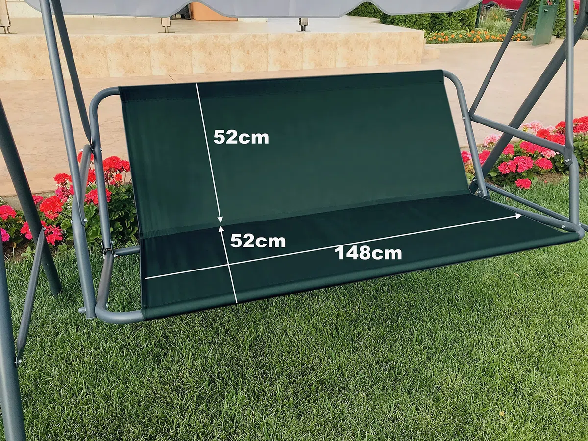 Funda de repuesto para asiento de columpio de jardín, hamaca, silla de jardín, silla de jardín al aire libre, funda de banco (148 cm, 52 x 52 cm, verde)