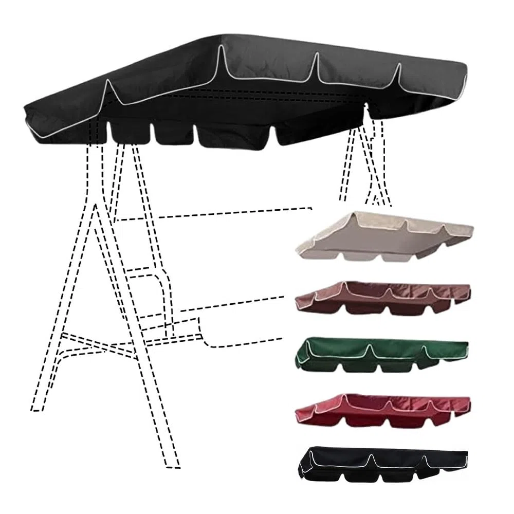 Toldo De Repuesto Para Silla Columpio 164x114cm 195x125cm Cubierta Superior Para Columpio De Jardín Exterior, Techo Recambio Balancin Para Patio(Black,77x49in-195x125cm)