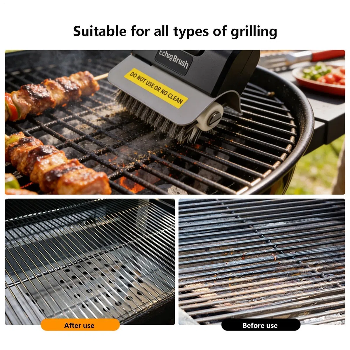Cepillo eléctrico Parrilla | Limpiador Parrilla eléctrico Mejorado 2026 | Cepillos Recargables Parrillas Barbacoa cerdas Alambre | Accesorios automáticos Impermeables Limpiador BBQ para Aire Libres