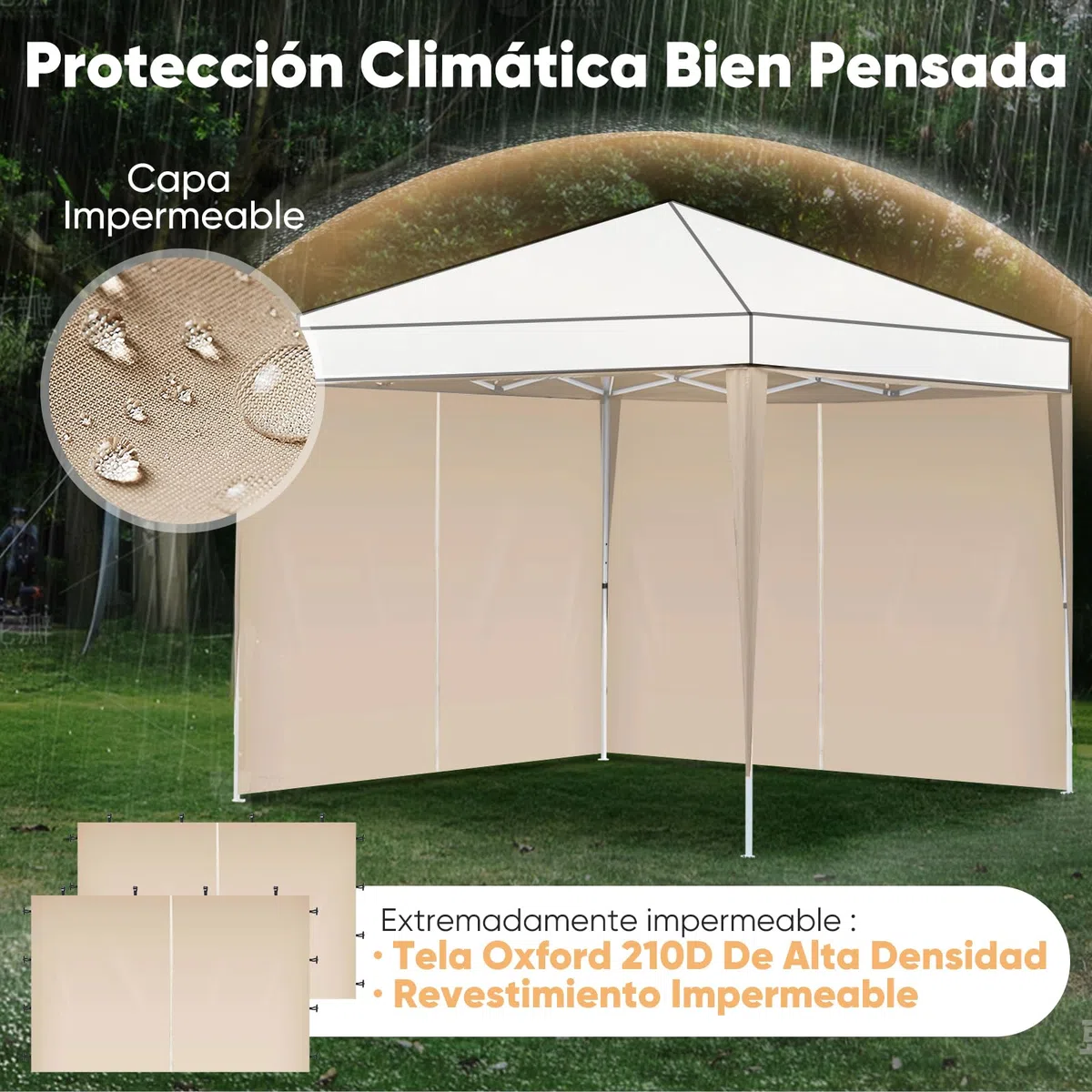 Sekey 2 Paneles Laterales, Paredes Laterales para 3x3m Cenador Plegable Carpas de Jardin, Impermeables