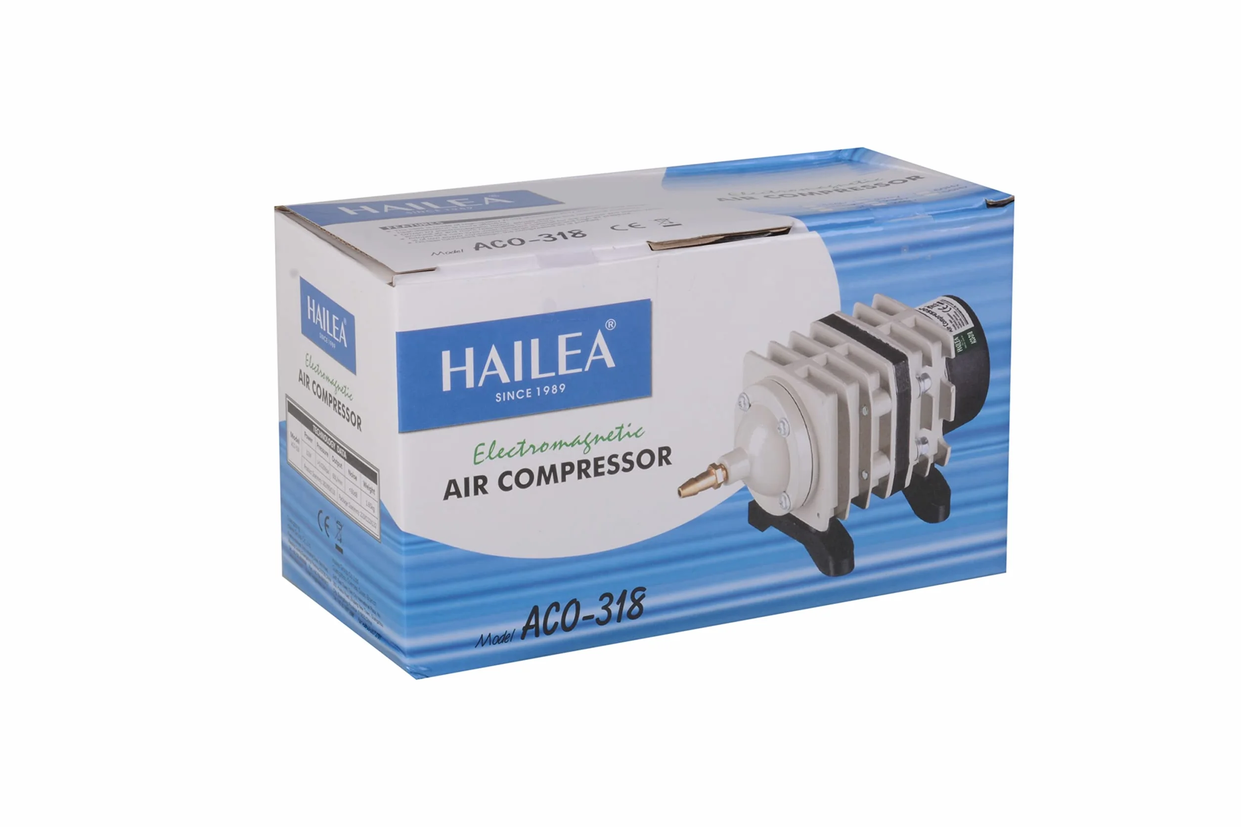 Hailea Bomba de aire/compresor de pistón Hailea ACO 318, 60 l/min, 18,2x9,5x11,6 cm, gris