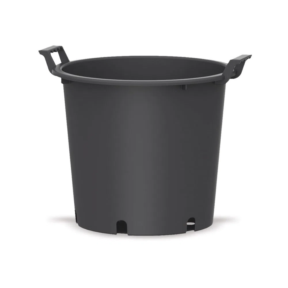 Genérico Maceta Exterior Grande para Frutales, con Asas - Ø45x33 cm -Cultivo de Citricos, Huerto Urbano, Arbustos y Plantas - Jardinera de vivero con Drenaje Profesional - Plastico PE - Negro Mate