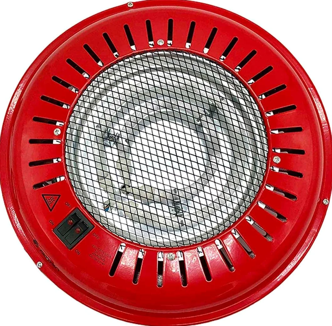 Brasero Eléctrico para Mesa y Camilla de Metal Rojo Brasero Eléctrico Interior Bajo Consumo 3 Niveles de Potencia 300/500W/800W | Certificados CE y RoHS