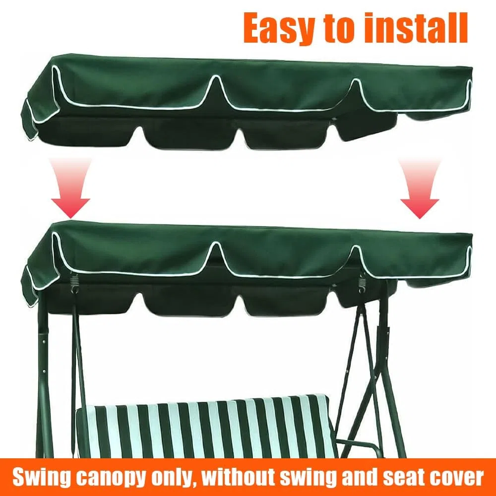 Toldo De Repuesto Para Silla Columpio 164x114cm 195x125cm Cubierta Superior Para Columpio De Jardín Exterior, Techo Recambio Balancin Para Patio(Black,77x49in-195x125cm)