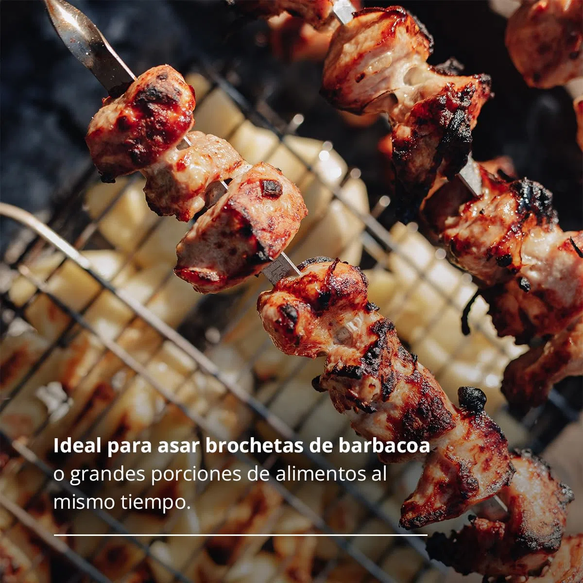 6 Espadas Inox Grande - 43 cm - Pieza para Brochetas de Barbacoa de Acero Inoxidable - Para Asar Pinchos de Carnes y Verduras - Resistente - Hostelnovo