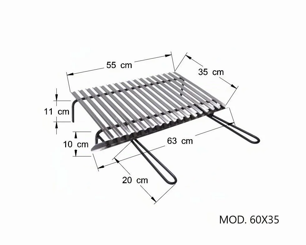 Fonderia Bongiovanni Parrilla para Chimenea y Barbacoa de Acero Inoxidable Con Recuperación de Aceites (50 x 35 cm)