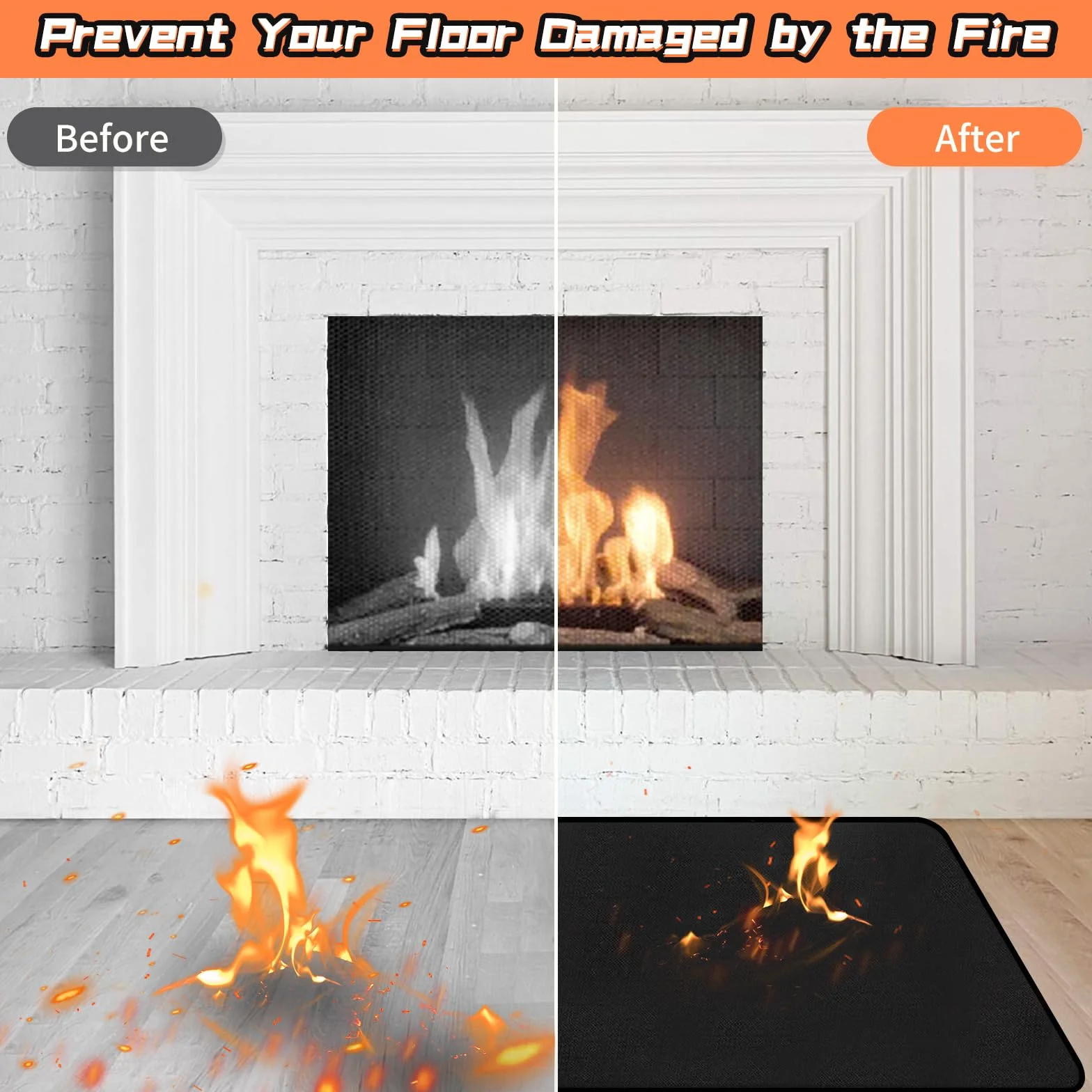 Hearth Rugs - Alfombra ignífuga para Chimenea, Resistente al Fuego, 115 x 65 cm, tapete térmico para Parrillas de Barbacoa al Aire Libre, hogueras, ahumadores, Estufas de leña