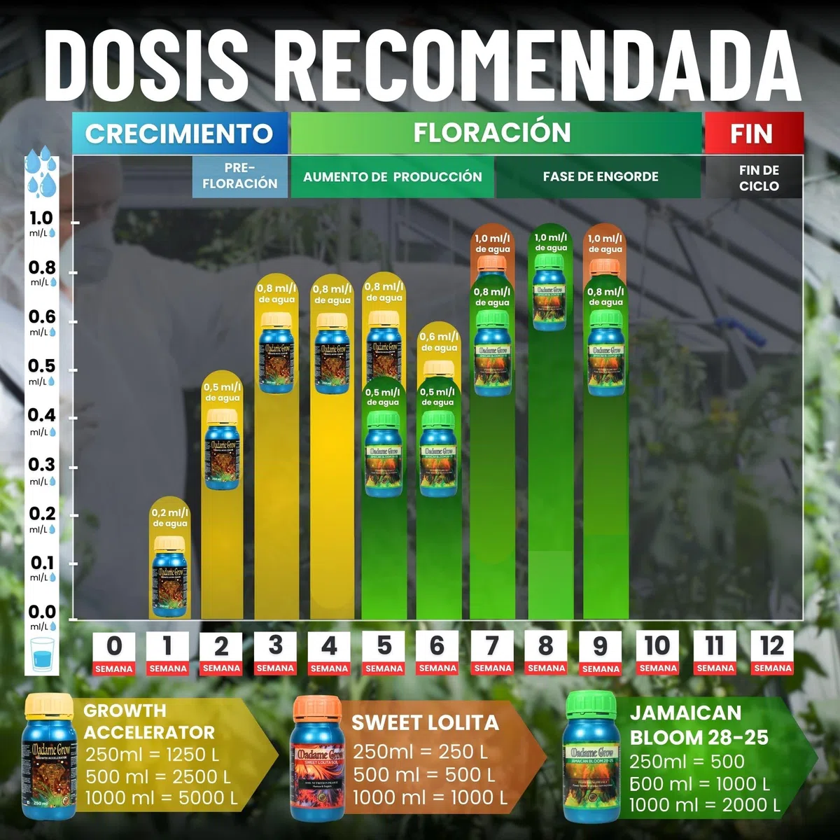Madame Grow Kit Basic 3x250ml — Pack Fertilizantes Orgánicos Crecimiento y Floración, Abono Líquido Superconcentrado