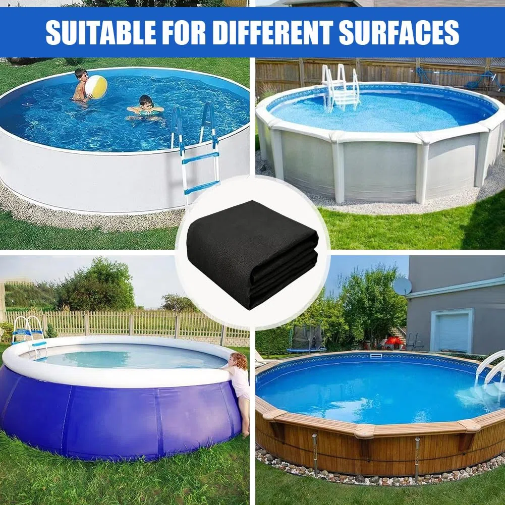 Base antideslizante redonda para piscina, para exteriores, lona de suelo precortada para piscinas de pie y jacuzzis, ideal para exteriores, prolonga la vida útil del revestimiento (370 cm de diámetro)