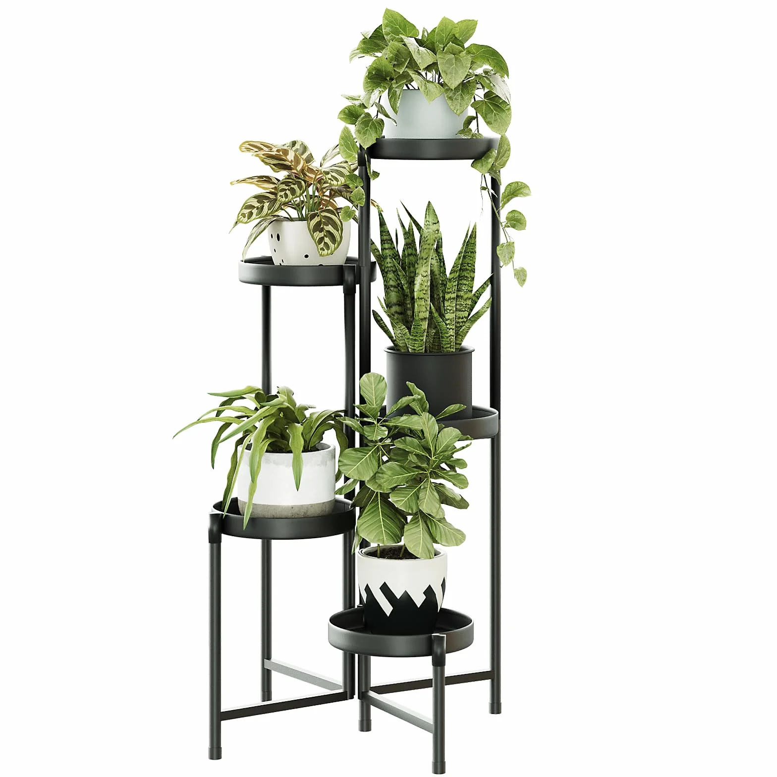 Bamworld Soporte Plantas Interior y Exterior de Metal Negro para Múltiples Plantas ,Estantería Metálica Plegable 5 Niveles para Jardín, Balcón, Patio | Estanterías Metálicas, Jardineras de Balcón