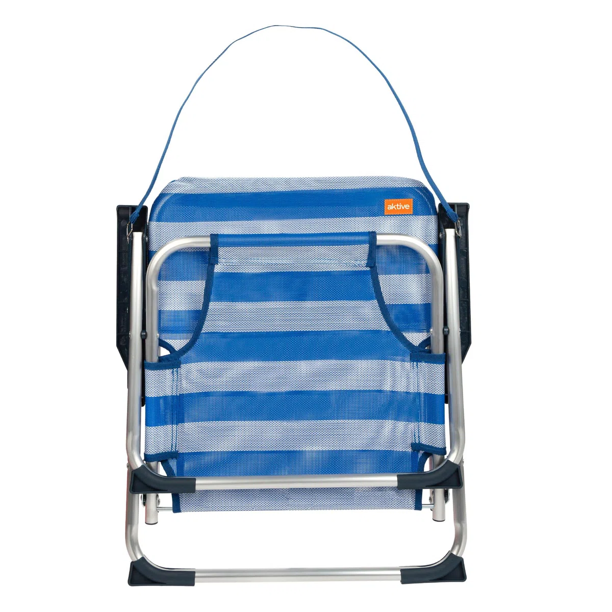 AKTIVE Pack 2 sillas Playa Plegables, Azul y Blanco, De textileno y Aluminio, Respaldo Fijo, 44x40x72 cm, con asa Hombro y topes antivuelco, Máximo 100 kg, Ligeras y Resistentes, Asiento bajo (85466)