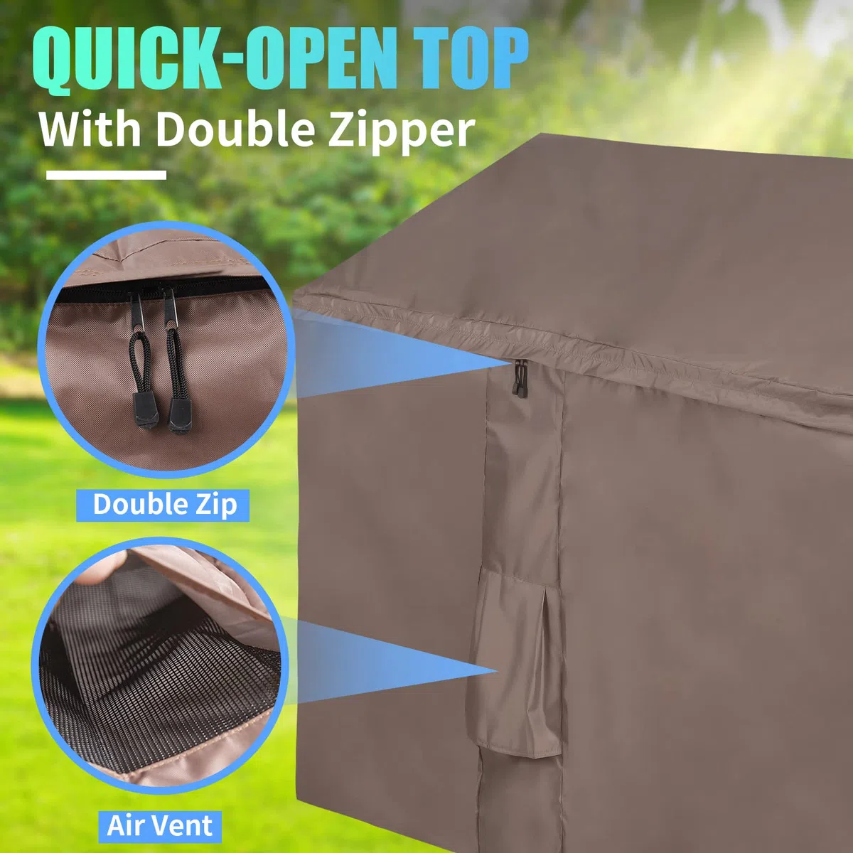 Cubierta impermeable para cobertizo de jardín, fundas de caja de almacenamiento al aire libre con parte superior inclinada de apertura rápida, compatible con la serie Store It Out, Oxford