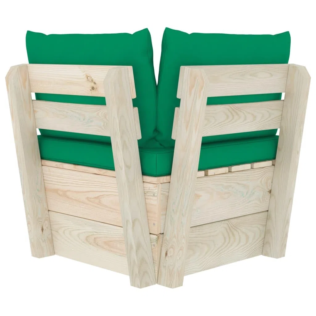 vidaXL Abeto Impregnado Sofá de Esquina de Palets de Jardín Cojines Asiento Silla Sala de Estar Salón Terraza Patio Seccional Exterior Balcón Estable