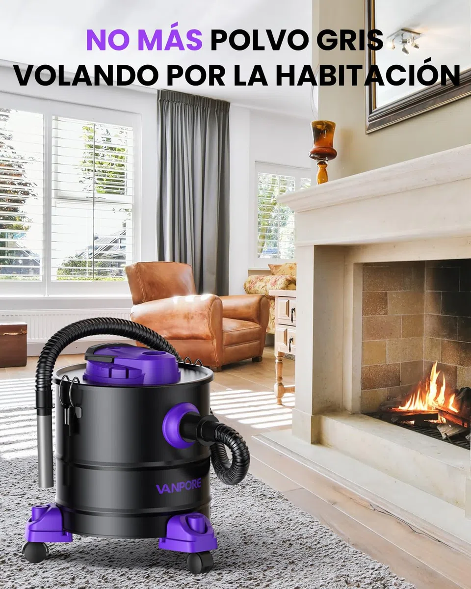 Aspirador Cenizas para Chimenea, Aspirador de Cenizas de 20L, Potente succión de 1200W, aspiradora para Chimenea con Base rodante, para Chimenea, Parrilla de pellets, Estufa y fogata