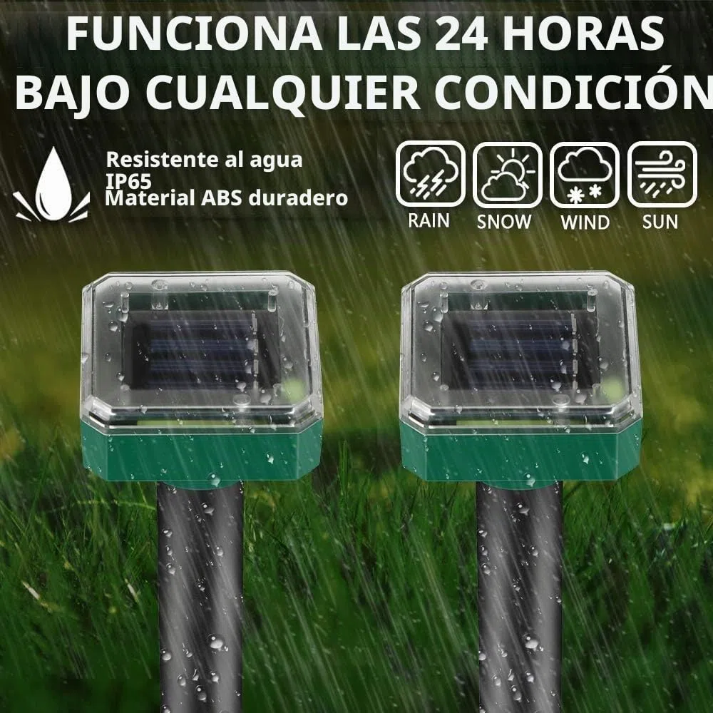 4 unidades de repelente solar para topos, ahuyentador solar ultrasónico para topos, control de topos, repelente de ratas de campo, repelente de topos, control de plagas con IP65 para césped y jardín